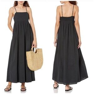 The Drop Shyla Cotton Eyelet Maxi Fit & Flare Black Dress